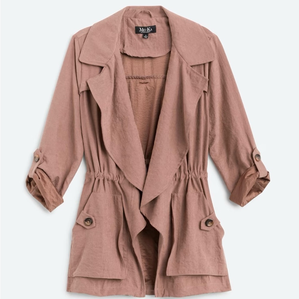 Chic Morgan Draped Women's Coat Jacket in Dusty Dark Pink by Mo-Ka